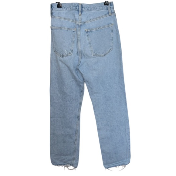 AGOLDE in Blue 90's Mid Rise Loose Fit Jeans ripped knees size 24 - Picture 6 of 10